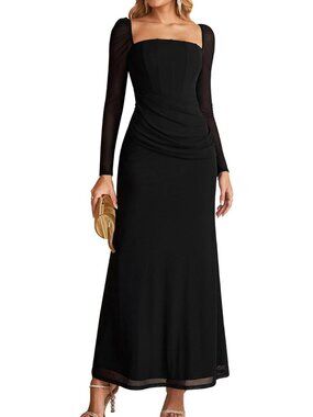 Chic Long Sleeve Fall Maxi Dress for Weddings | Elegant Bodycon Style